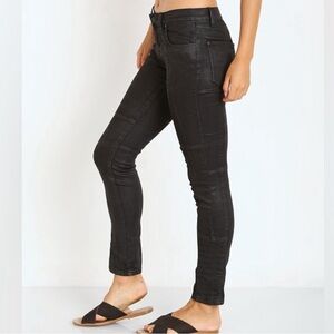 Free People Coated Low Rise Jillian Skinny Pant in Black
